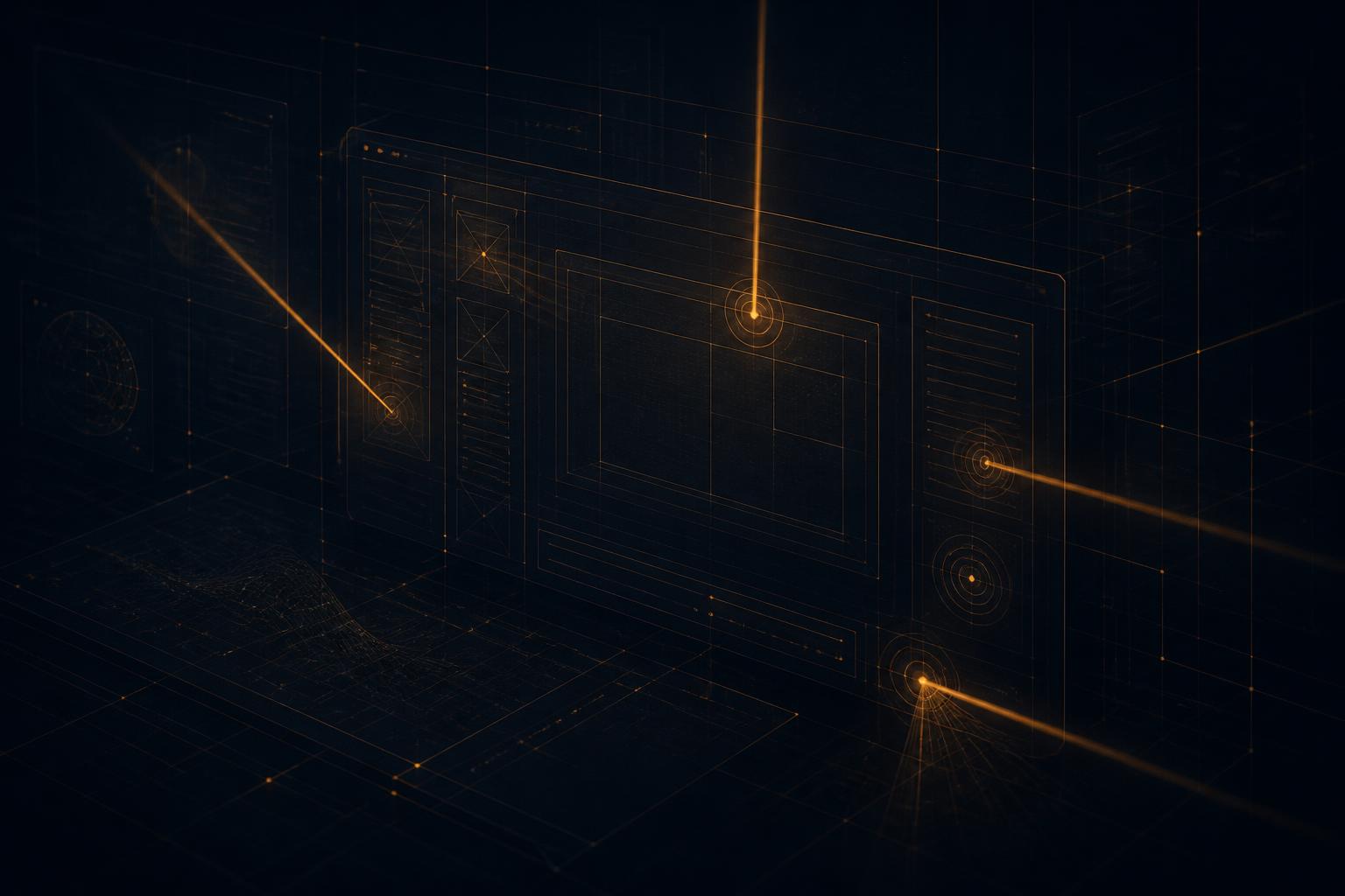 Abstract visualisation of automated test probes scanning a software interface